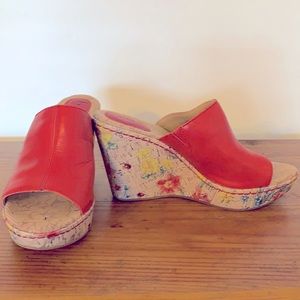 Born BOC wedge slides floral cork heel